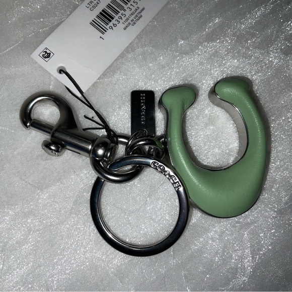 Coach Keyfob, Signature C leather and brushed nickel metal, NWT - Picture 1 of 9